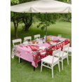 thumbnail image 3 of Outdoor Tablecloth with Umbrella Hole and Zipper, Red Gnomes Rectangle Table Cloth 60x120 Inch Waterproof Tablecloth, Valentine's Day Love Roses Leaves Ombre Pink Picnic Table Cover for Patio Camping, 3 of 7