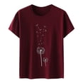 thumbnail image 4 of T-shirt de Sport pour Femmes à Col Montant Simulé à Motif Imprimé Pissenlit, Manches Longues, Col Rond, Manches Courtes, Haut T-Shirt pour Femmes, 4 of 4