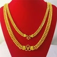 thumbnail image 2 of K-KED 4 Types 24K Yellow Gold Plated Flat Thick Sideway Cool Men's Chains Necklace, 2 of 9
