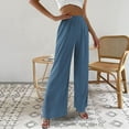 thumbnail image 3 of adviicd Casual Pants For Women Loose Fit Cotton Pants For Women Casual Elegant Womens Super Comfy Flowy Wide Leg  Pants Blue XL, 3 of 4