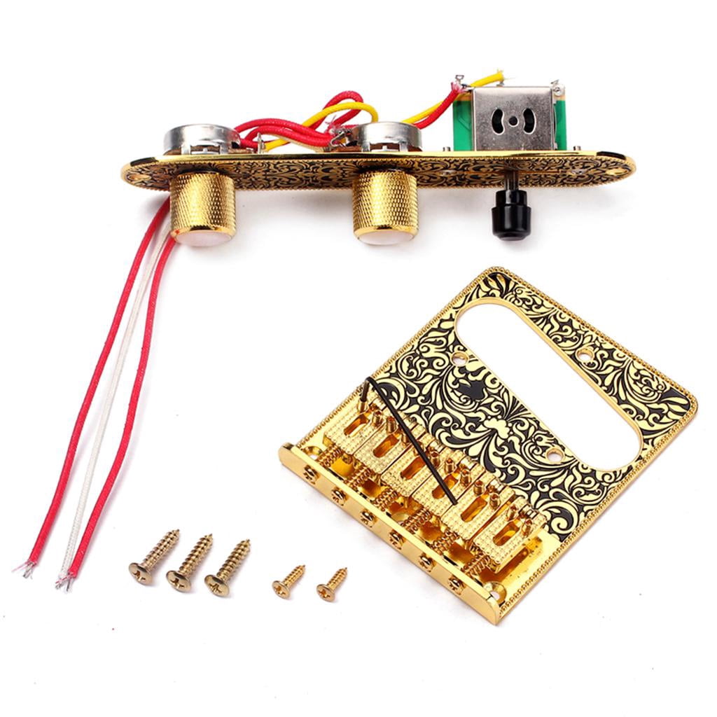LeeQinersw 6 String Saddle Bridge Plate Floral Pattern for Electric Guitar Parts
