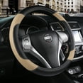 thumbnail image 1 of Leather Car Steering Wheel Cover, Non-Slip Car Wheel Cover Protector Breathable Microfiber Leather Universal Fit for Most Cars, Beige 36cm, 1 of 6