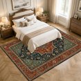 thumbnail image 6 of Vintage Washable Area Rug 5 x 7 ft Southwestern Traditional Red Floral Geometric Boho Soft Non‑Slip Rugs Stain Repellent Indoor Mats for Living‑Room, Formal Dining Room, Recreation Room, 6 of 9