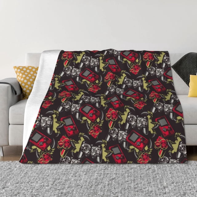Balery Vintage Gaming Manta de Franela con Dibujo, Lujo Ultra Suave y Cálido, Antipelusa y Resistente a las Arrugas para Cama, Sofá, Camping -60"x50"