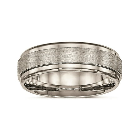 Designer Titanium Brushed And Polished Ridged Edge Ring (Width=7.00) Made In China -Jewelry By Sweet Pea Creations