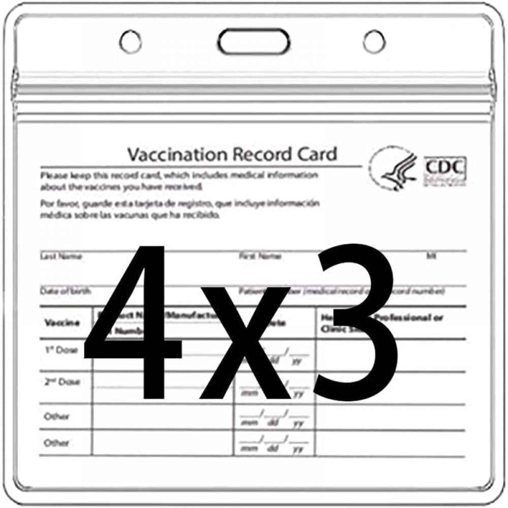4 PACK CDC Vaccination Card horizontal holders with lanyards