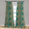 thumbnail image 5 of Ambesonne Vintage Curtains, Nature Scroll Art, Pair of 28"x63", Pale Caramel Dark Brown, 5 of 5