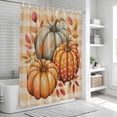 thumbnail image 6 of Burnt Orange Pumpkin Fall Shower Curtain, Waterproof Shower Curtains for Bathroom, Checkered Thanksgiving Botanical Washable Fabric Bathtub Curtain Set Bath Decor with 12 Hooks Long 72"x84", 6 of 8