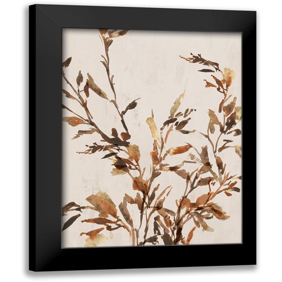 Aria K 12x14 Black Modern Framed Museum Art Print Titled - Golden Frond I