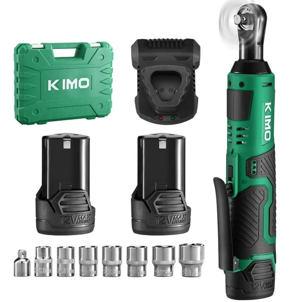 KIMO Power Ratchet Wrench Set Battery 12v 3/8 Cordless Ratchet Wrench, Ratcheting Boxed end