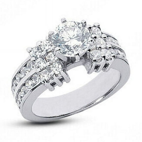 Channel Set Women's Engagament Ring 1.9 Ct Diamond 14K White Gold Over