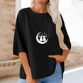 thumbnail image 1 of Xuyuer Women's Imitation Linen 3/4 Sleeve Blouse Crew Neck Summer Casual Tops Loose Fit Plus Size Tops Loose T Shirts Tunic Tops Shirts for Women Oversized Pocket T-shirt Fashionable Top, 1 of 6