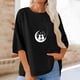 thumbnail image 1 of Xuyuer Women's Imitation Linen 3/4 Sleeve Blouse Crew Neck Summer Casual Tops Loose Fit Plus Size Tops Loose T Shirts Tunic Tops Shirts for Women Oversized Pocket T-shirt Fashionable Top, 1 of 6
