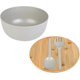 thumbnail image 2 of Ensaladera de fibra de bambú con juego de servidores Tazones grandes para mezclar de 9,8 pulgadas Ensalada de bambú macizo Ensaladera de madera con tapa de bambú Cuchara para frutas, ensaladas y, 2 of 8