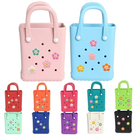 Girls Mini Travel Tote Bag Rubber Beach Bag Large Large Capacity Summer Beach Bags Graphic Tee Eva Swim Bag Light Blue