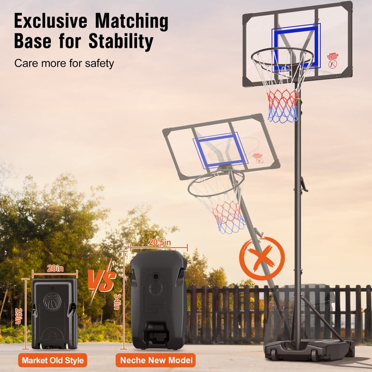 Neche Adjustable 4.82-8.53ft Height Basketball Hoop with Net