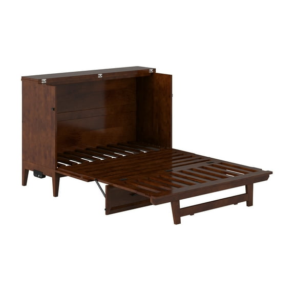 Solid Wood Murphy Bed Chest with MattressCharger - Full Size Walnut Finish