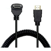 Right AngleHDMI Coiled Cable,90° Down Angle HDMI Male to HDMI Male Spring Spiral Cable Support 3D 1080P YOUCHENG