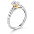thumbnail image 3 of Gem Stone King 10K White and Yellow Gold White Moissanite Solitaire Engagement Ring for Women (0.90 Cttw, Oval 7X5MM, Gemstone Birthstone, Size 9), 3 of 4