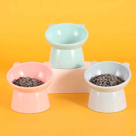 Pet Feeding Bowl | 15° Tilted Elevated Non-Slip Non-Spill Dog Cat Food Water Bowl | Transparent Removable Plastic, Anti-Tip, Easy Clean, Sturdy Base, 1 Pack, 15.5x12.5x13cm