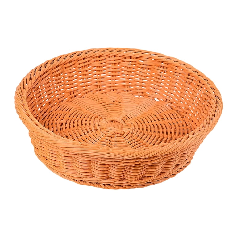 Set Of 3 Rattan Wicker Serving Baskets - Handwoven Bread, Fruit & Vegetable Baskets For Table Display | Rustic Restaurant-Style Serving