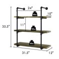 thumbnail image 2 of Costway 3-Shelf Rustic Pipe Shelving Unit, Vintage Industrial Pipe Wall Shelf Wood, 2 of 10