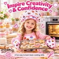 thumbnail image 5 of Rirool Kids Baking Set, 11-Piece White Cupcake Print Junior Chef Costume and Pretend Play Kit with Apron, Hat, Oven Mitt, Pot Holder, Whisk, Wooden Utensils and 4 Cookie Cutters, Ages 3-6, 5 of 8