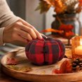 thumbnail image 3 of Fall Buffalo Plaid Fabric Pumpkin Decor, Stuffed Soft Red Black Check Pumpkin Ornament, Harvest Thanksgiving Tabletop Centerpiece for Autumn Home Decoration, 3 of 3