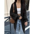 thumbnail image 2 of Long Sleeve Cable Knit Long Cardigan for Women Fall Winter Chunky Open Sweaters Black L, 2 of 6