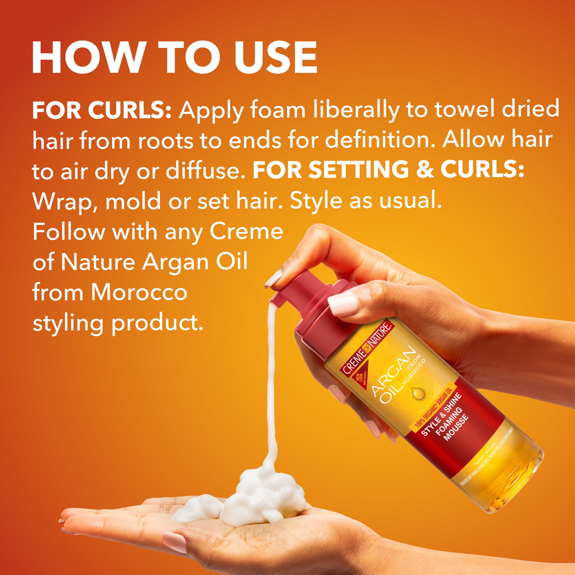 (2 pack) Creme of Nature Argan Oil Style & Shine Foaming Mousse, Curl Defining, 7 fl oz