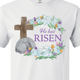 thumbnail image 4 of Inktastic Easter He Has Risen with Cross and Flowers T-Shirt, 4 of 5