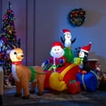 thumbnail image 2 of Patiojoy 6FT Long Christmas Inflatable Santa Claus & Penguin on Sleigh Blow Up Reindeer Pulling Sleigh Lighted Inflatable Santa Claus Carrying Gifts, 2 of 10