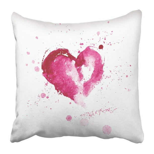 Artjia White Water Watercolor Pink Heart For Valentine S Day And Wedding Splash Love Painting Abstract Pillowcase Pillow Cover 20x20 Inches Walmart Com Walmart Com