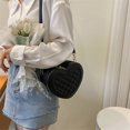 thumbnail image 3 of Bolsos cruzados de PU a la moda bolso grande de hombro con patrón rómbico bolso de corazón de amor, 3 of 9