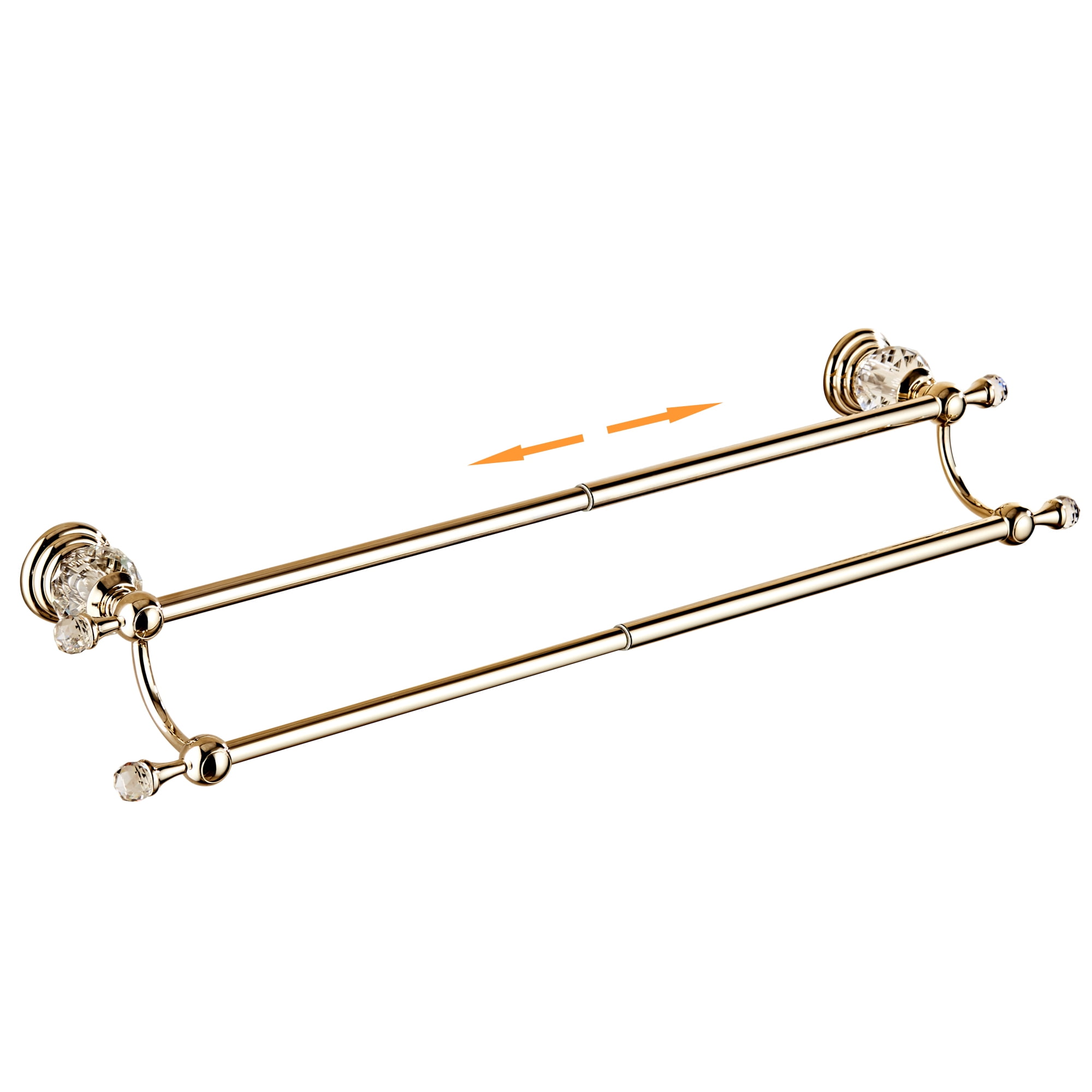MOGFCT Gold Towel Bar, Adjustable Double Towel Holder, Silver Crystal