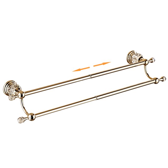 MOGFCT Gold Towel Bar, Adjustable Double Towel Holder, Silver Crystal