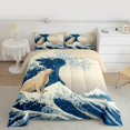 thumbnail image 3 of Feelyou Kawaii Wildlife Bear Bedding Comforter Set, Japaese Ocean Waves Twin Comforter Sets, Teens Kids Boys Girls Reversible Bedding Set, Microfiber Bedroom Decor, 2pcs, 3 of 9