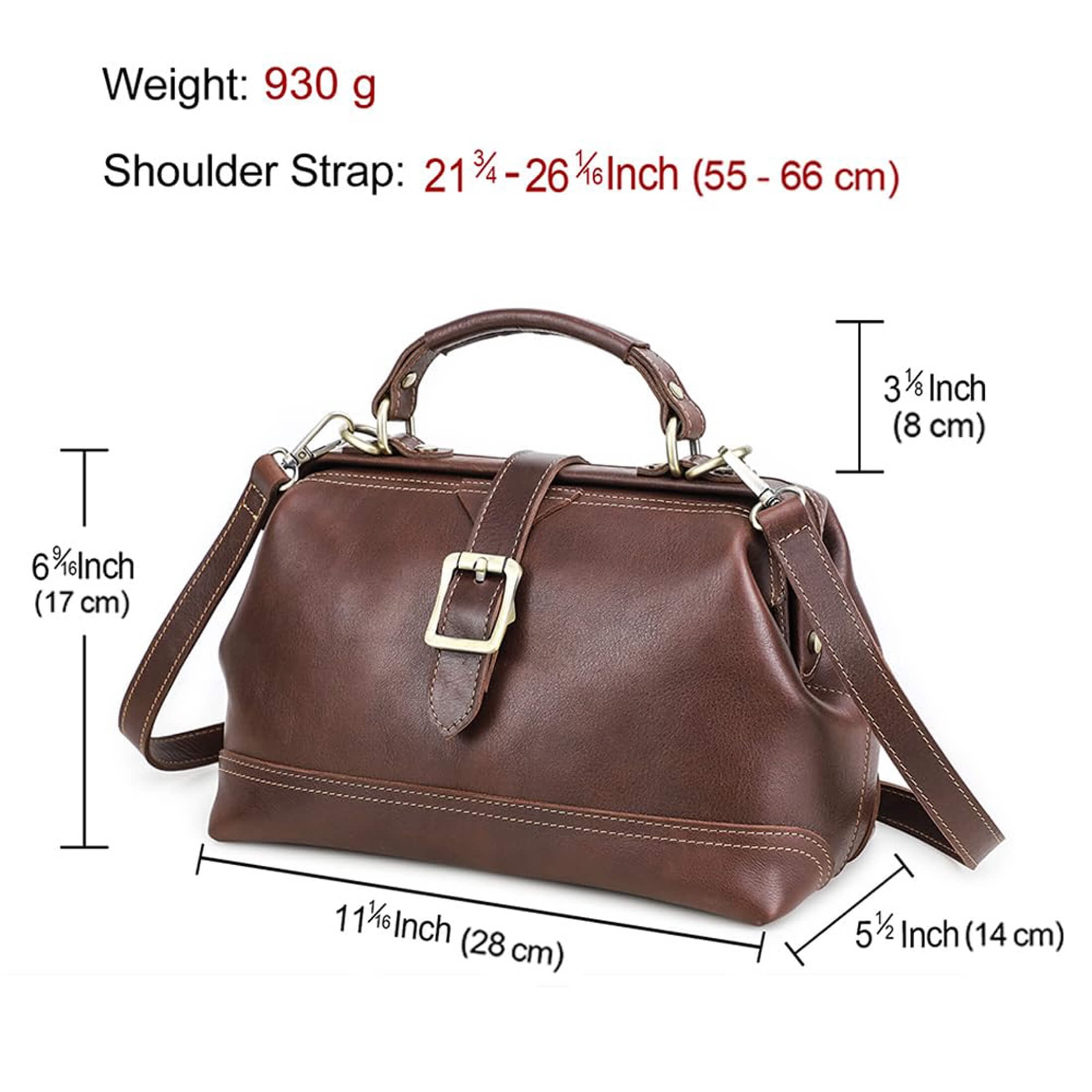 Contact's Genuine Leather Handbags Tote Shoulder Bag,Doctor Bag for Women, Large Capacity,Valentine Gift, Red Brown