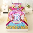 thumbnail image 3 of Erosebridal Girls D Letter Monogrammed Ice Cream Drip Dessert Twin Sheet Sets 3pcs,Sport Theme Baseball Bedding For Boys Teens, 3 of 5