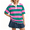 Purple, variant on Striped Polo Shirts for Women Oversized White Collar Half Button Short Sleeve Rugby Tee Loose Fit Casual Color Block Stripe Top Black XXL