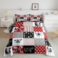 thumbnail image 2 of Milk Cow Comforter Set Farm Animals King Bedding Set,Western Cowboy Bull Cattle Down Comforter Rustic Flowers Duvet Set,Red Patchwork Buffalo Plaid Farmhouse Decor, 2 of 7