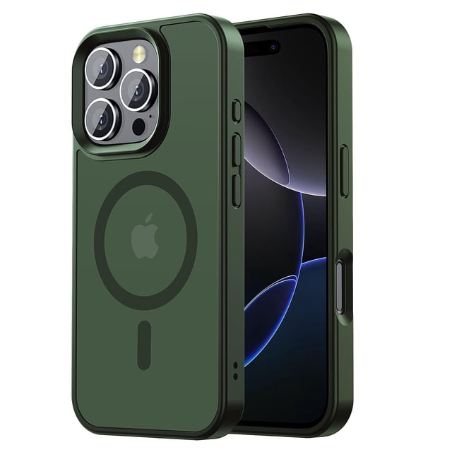 Funda protectora Tigowos compatible con iPhone 16 Pro Max, color verde