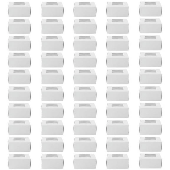 50 Pieces Mini Paper Box with Window Present Packaging Treat for Homemade Soap Bakery Candy (White)
