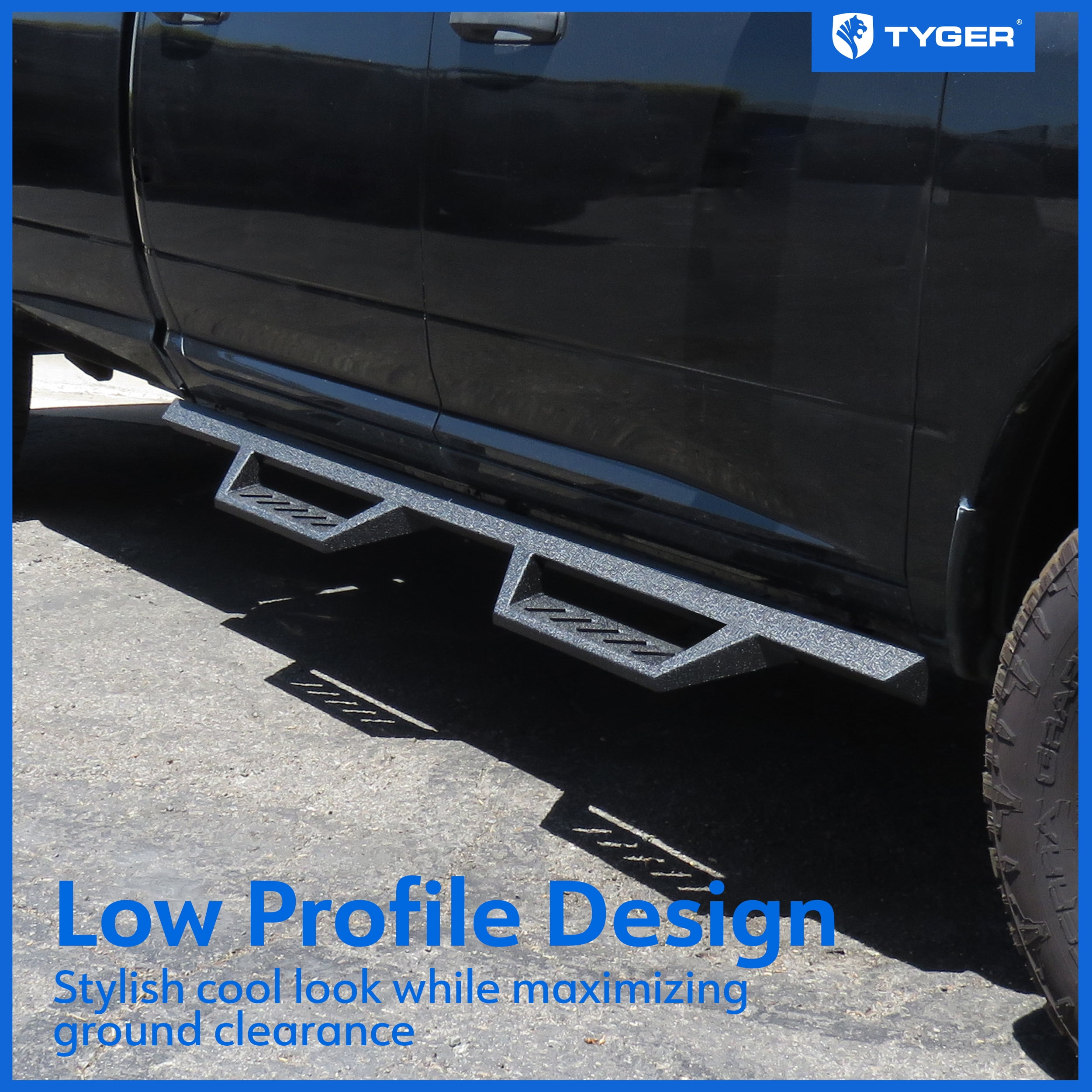 Tyger Auto LanderX Running Board Compatible with 2009-2018 Dodge Ram 1500; 2010-2026 2500 3500; 2019-2024 Classic | Crew Cab | TG-LX3D82348 | Drop Step Side Step Rail Nerf Bars