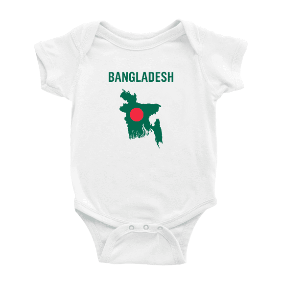 Bangladesh Map Flag Baby Rompers Bodysuit (White, 6-12 Months)