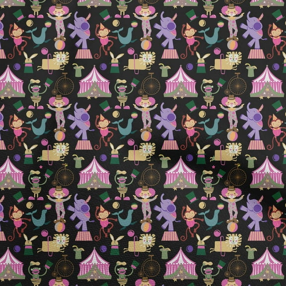 oneOone Cotton Flex Black Fabric Circus Fabric For Sewing Printed Craft Fabric By The Yard 40 Inch Wide-aA