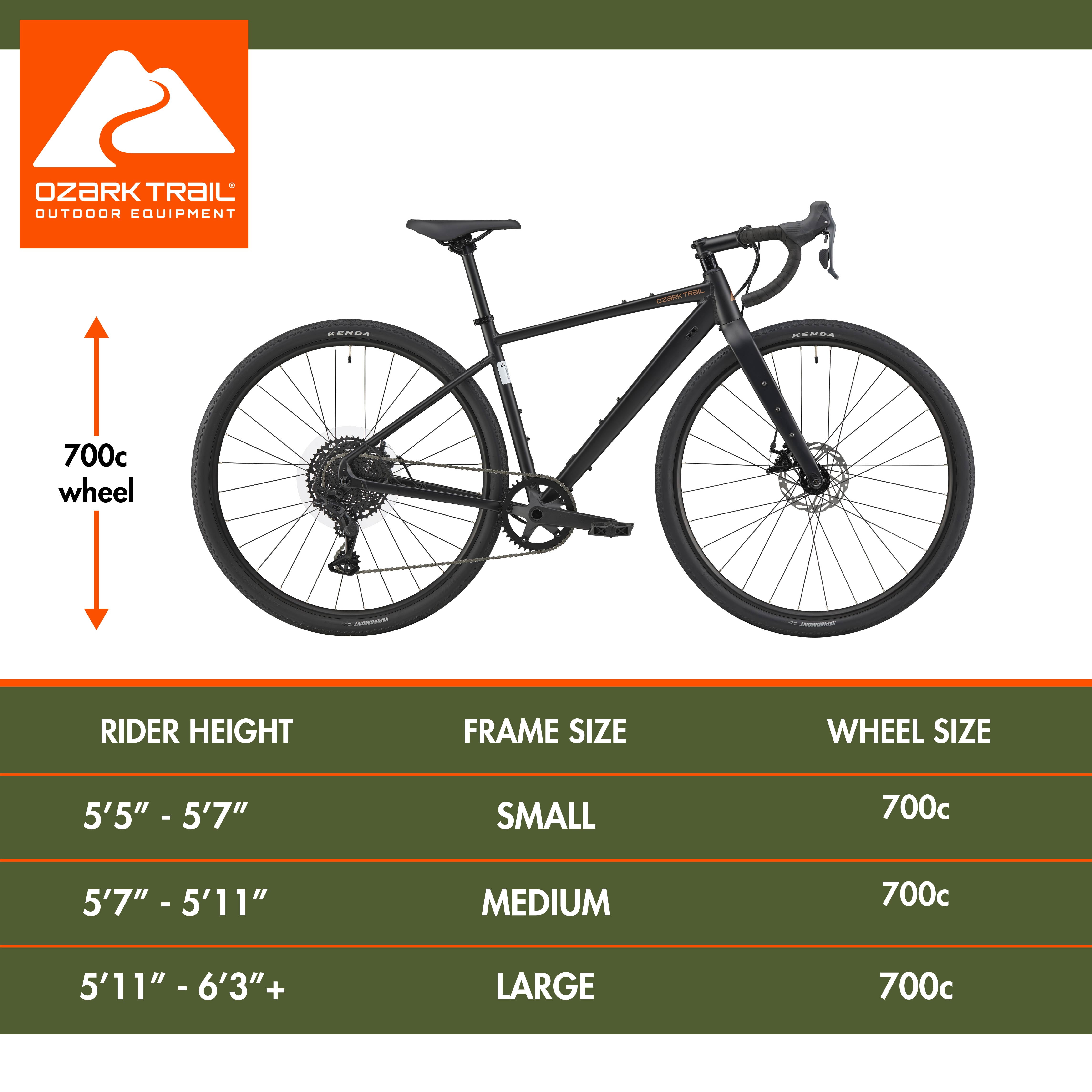 Ozark Trail G.2 Rebel Drop Bar Gravel Bike, 700C Wheels, Small Frame, Fits Riders 5'0" - 5'6", Black, Adult