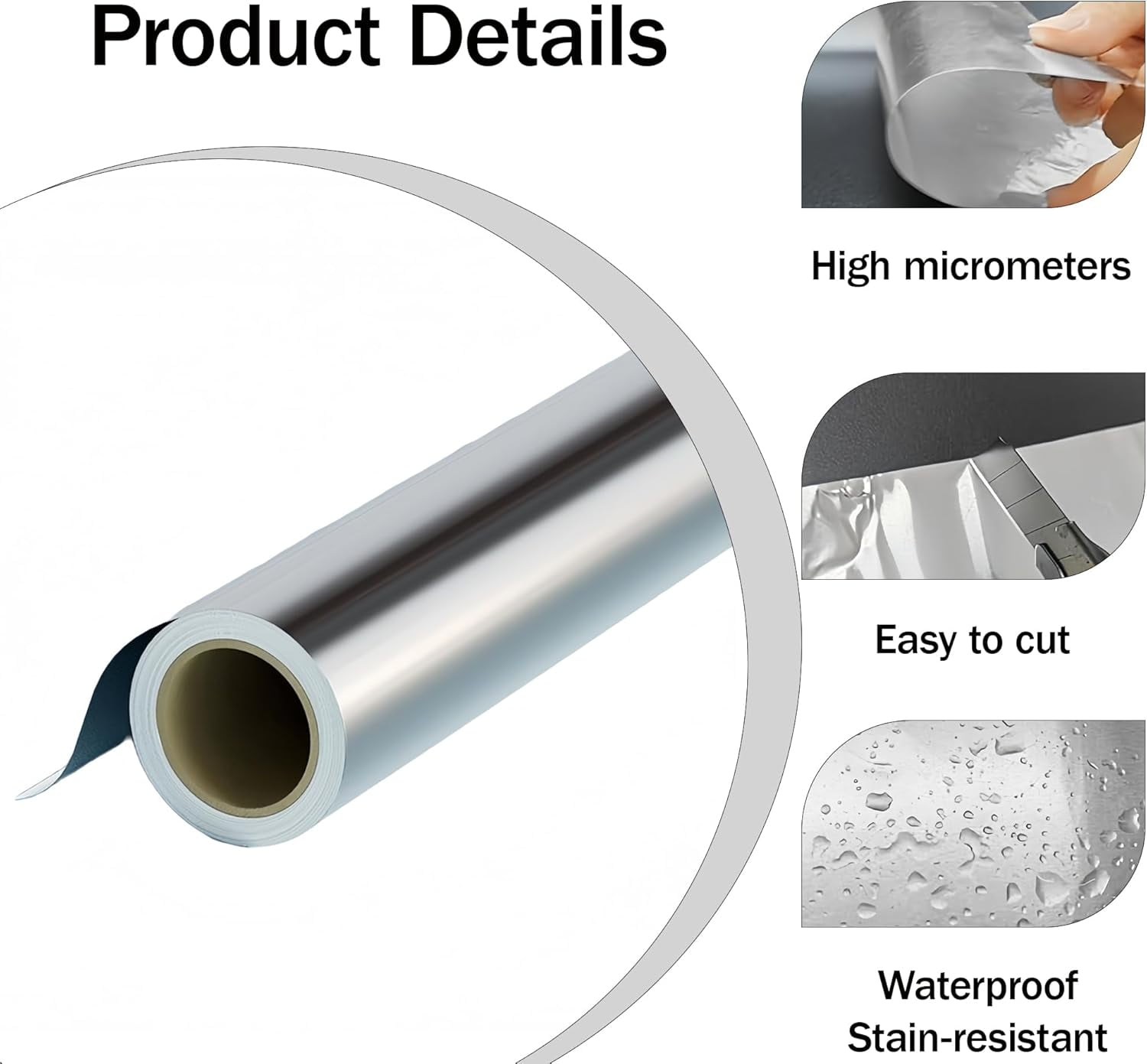 Heavy Duty Foil Aluminum Roll: Foil Aluminum Roll, Thickened Micron Aluminum Flashing Roll Aluminum Sheet Metal, Foil Sheets for Crafts, Painting, Embossing, Tin Foil Sheets (8in W, 33ft L, 70um)