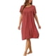 thumbnail image 4 of INSPIRAR CHIC Camisones de Mujer Ropa de Dormir de Algodón Camisa de Dormir Suelta de Manga Corta Camisón Acogedor XL Rojo Ladrillo, 4 of 6