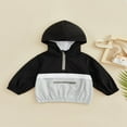 thumbnail image 2 of Kids Coat  Boys Contrast Color Long Sleeve Hooded Jacket with Zipper and Pocket for Spring Fall  1-5 Years, 2 of 9
